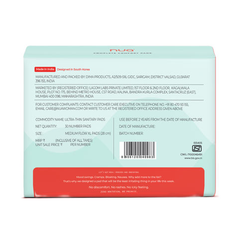Nua Complete Comfort Sanitary Pads for Medium Flow| XL