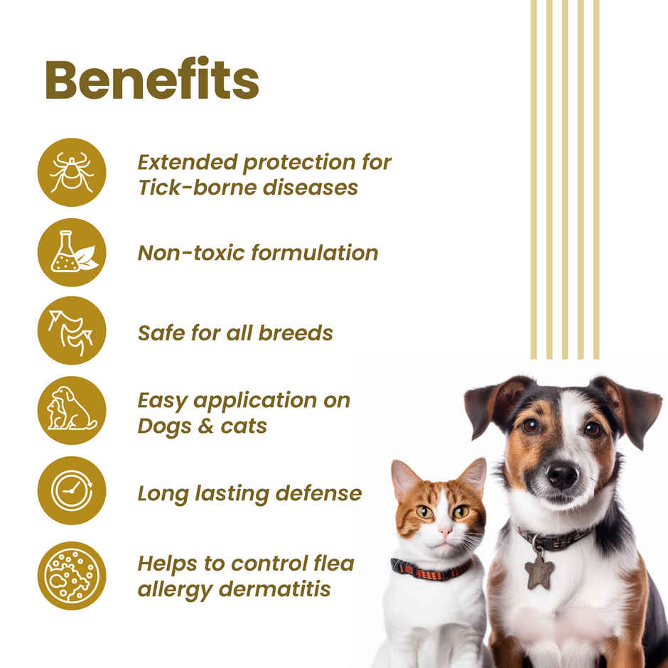 Vivaldis Anti Tick, Flea & Lice Treatment Spot On For Dogs | Vi-Fi Forte | 10-20 Kg (1.34ml) & Vivaldis Vi-Fi Forte-Tick, Flea, Lice Spray For Dogs, Cats, Kitten & Puppies With Fipronil (100ml) Combo