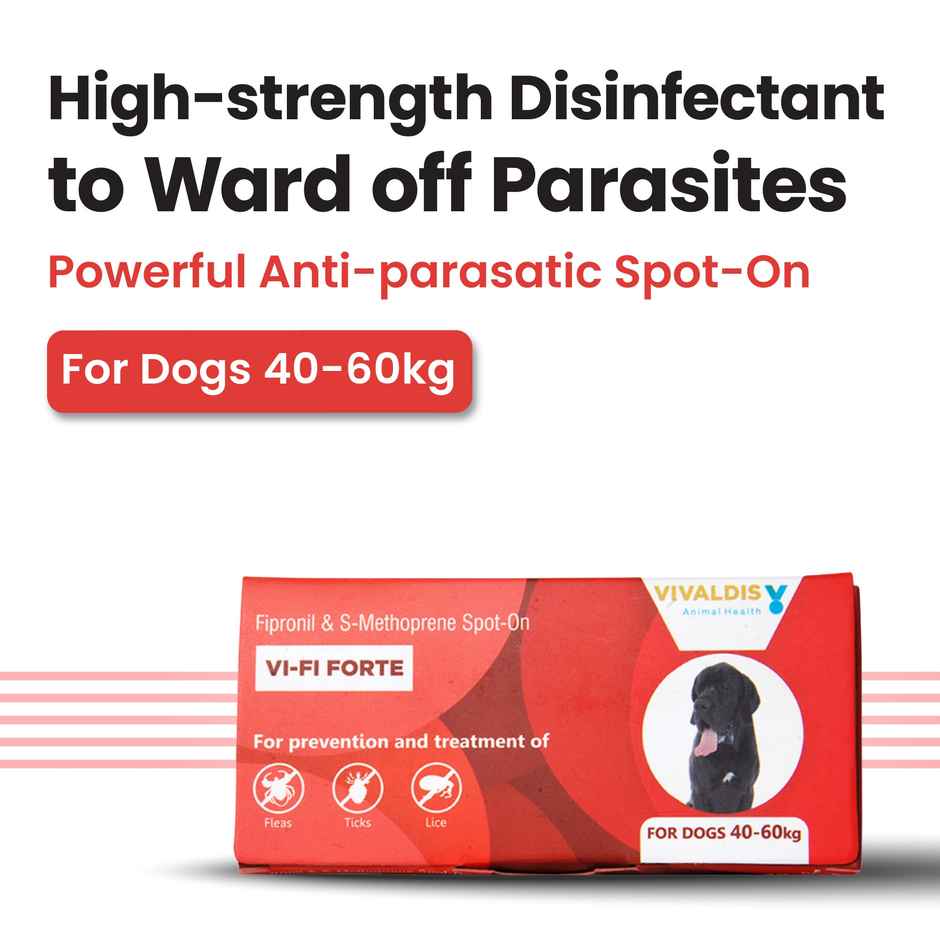 Vivaldis Anti Tick, Flea & Lice Treatment Spot On for Dogs | VI-FI Forte | 40-60 kg