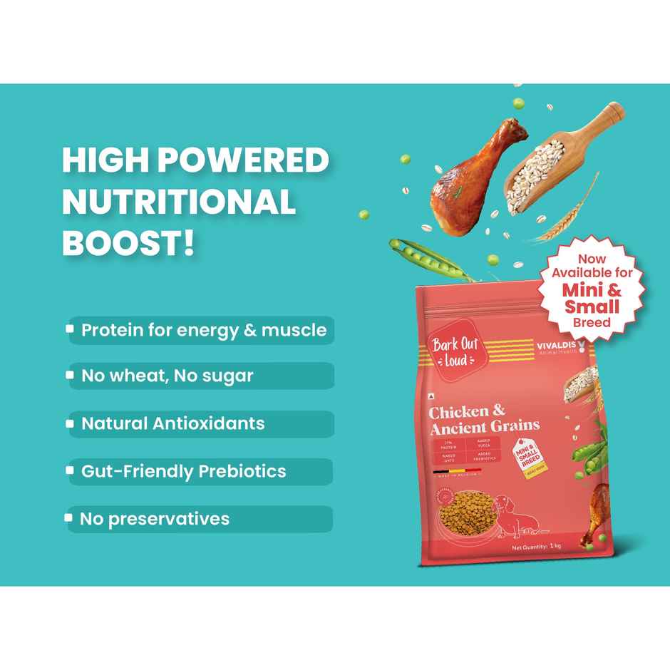 Bark Out Loud | Chicken & Ancient Grains Dog Food for Mini/Small Breed | Made in Belgium Kibbles