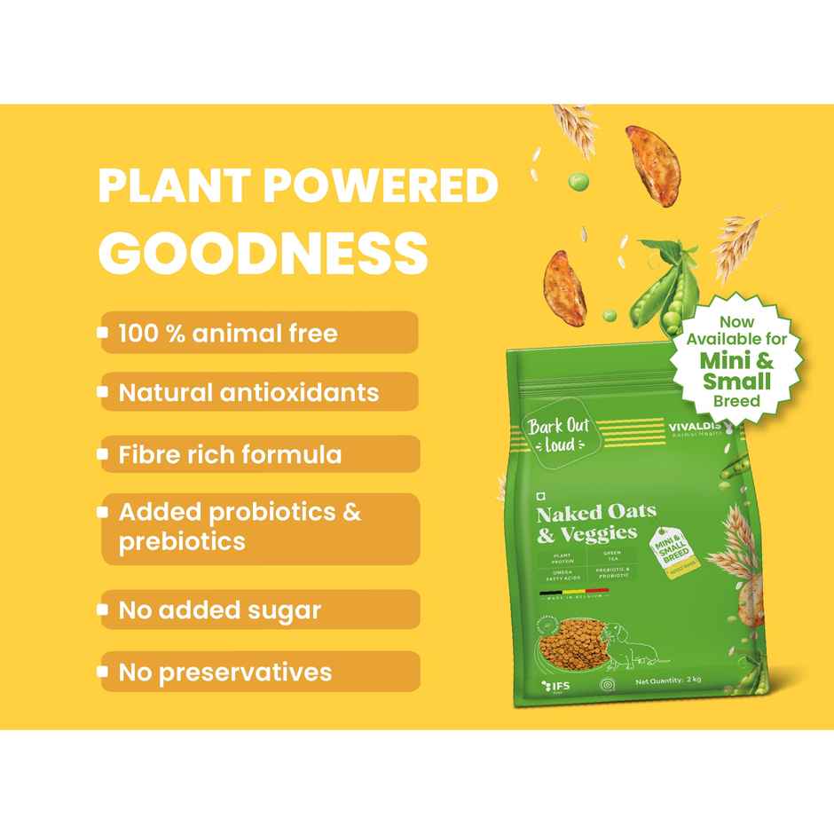Bark Out Loud 100% Veg Dog Food Naked Oats & Veggies - Vegan | Mini Small Breed