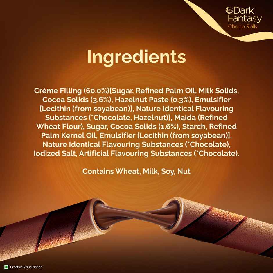 Sunfeast Dark Fantasy Choco Rolls | Crunchy Wafer Rolls