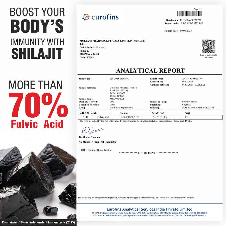 Multani Himalayan Shilajit Gold Resin | 70% + Fulvic Acid | Supports Strength & Stamina