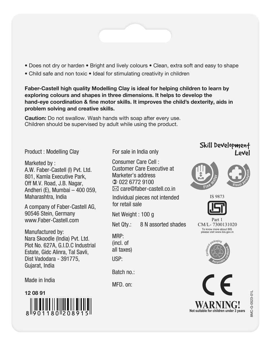 Faber-Castell 120891 8 Mod Clay | Blister