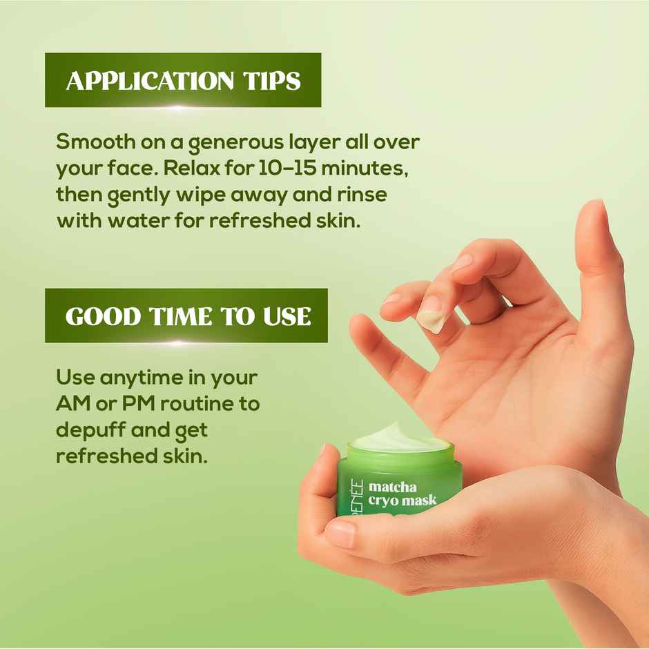 RENEE Matcha Cryo Face Cooling Mask | 45% Cooling Actives- Aloe Vera, Cica & Peptides