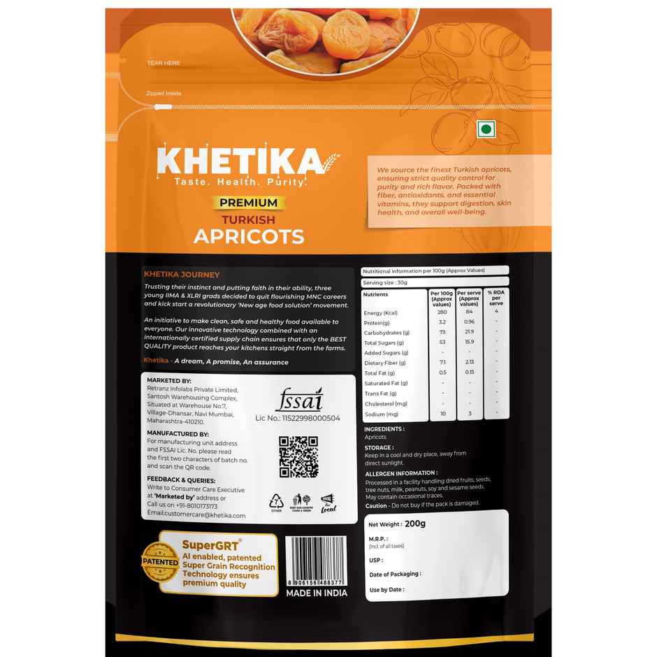 Khetika Premium Turkish Dried Apricots (Khubani)