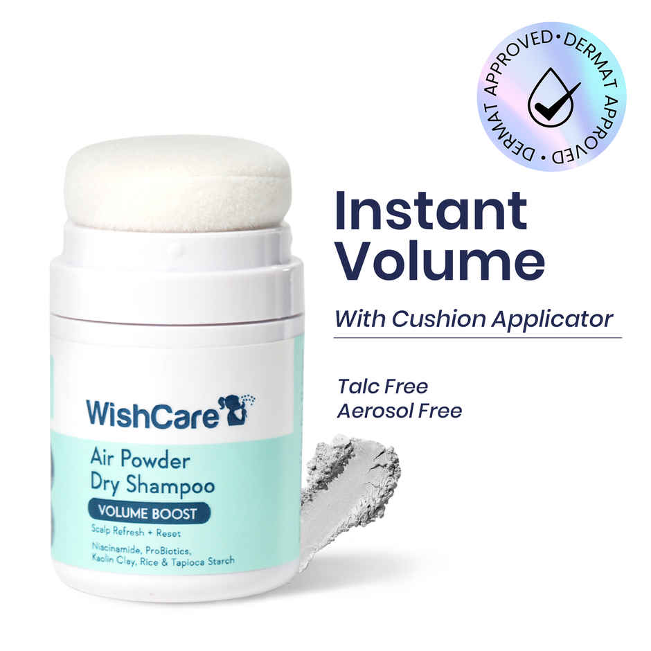 WishCare Air Powder Dry Shampoo for Oily Hair & Scalp - No White Cast & Aerosol - Volume Boost