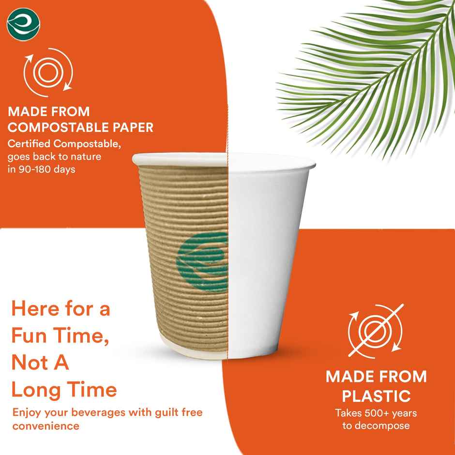 ECO SOUL 250 ml | 10 Count | Disposable Cup/Glass Combo 