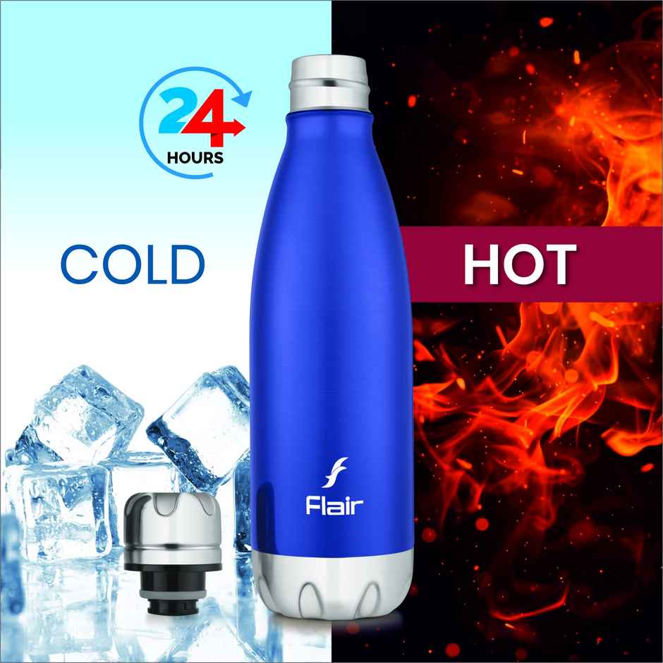 Flair Glam Stainless Steel | 1 L | Vacuum Insulated Bottle | Blue