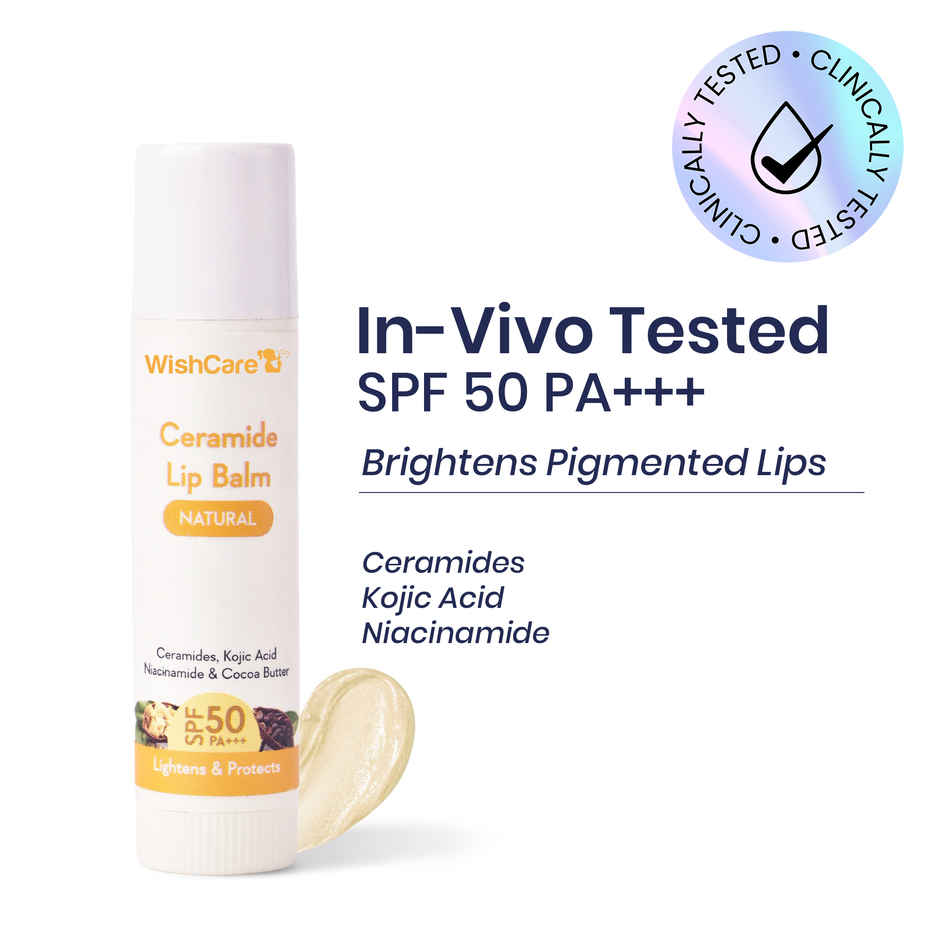 WishCare Ceramide Lip Balm SPF 50 PA+++ | Niacinamide & Kojic Acid | Protects & Moisturizes