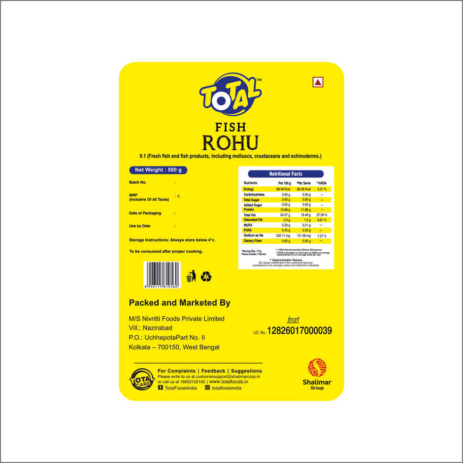 Total Rohu Fish with Head
