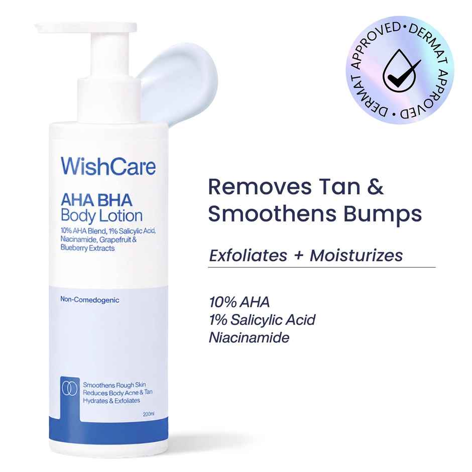 WishCare 10% AHA + 1% BHA Body Lotion | Smooths Rough & Bumpy Skin | With Grapefruit & Blueberry