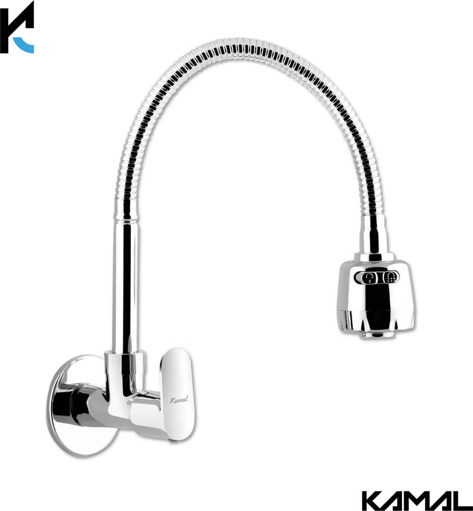 Kamal Sink Spray Opal - Wall Mounted | Ss 304 Flexible Spout 360 Degree Dual Flow | Brass Body