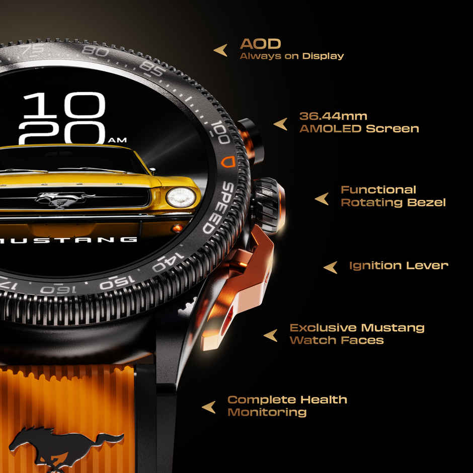 GOBOULT Mustang Stallion Turbo Orange Functional Rotation Ring Action Bezel