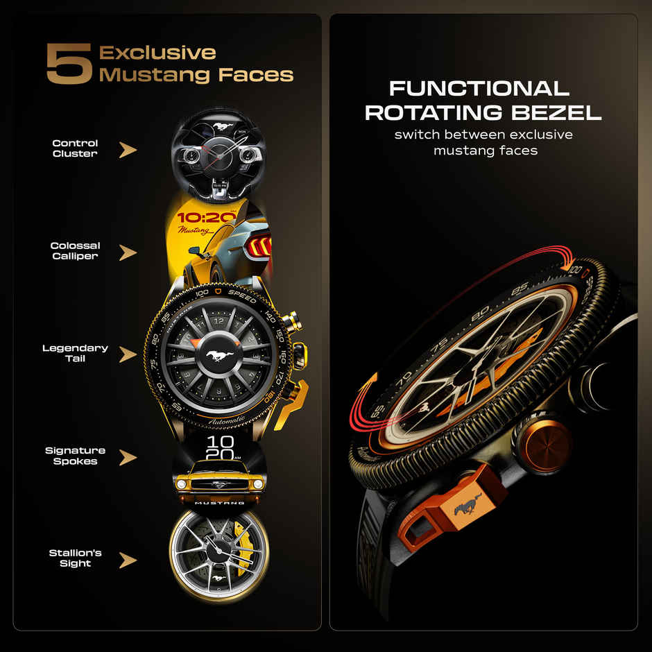 GOBOULT Mustang Stallion Turbo Orange Functional Rotation Ring Action Bezel