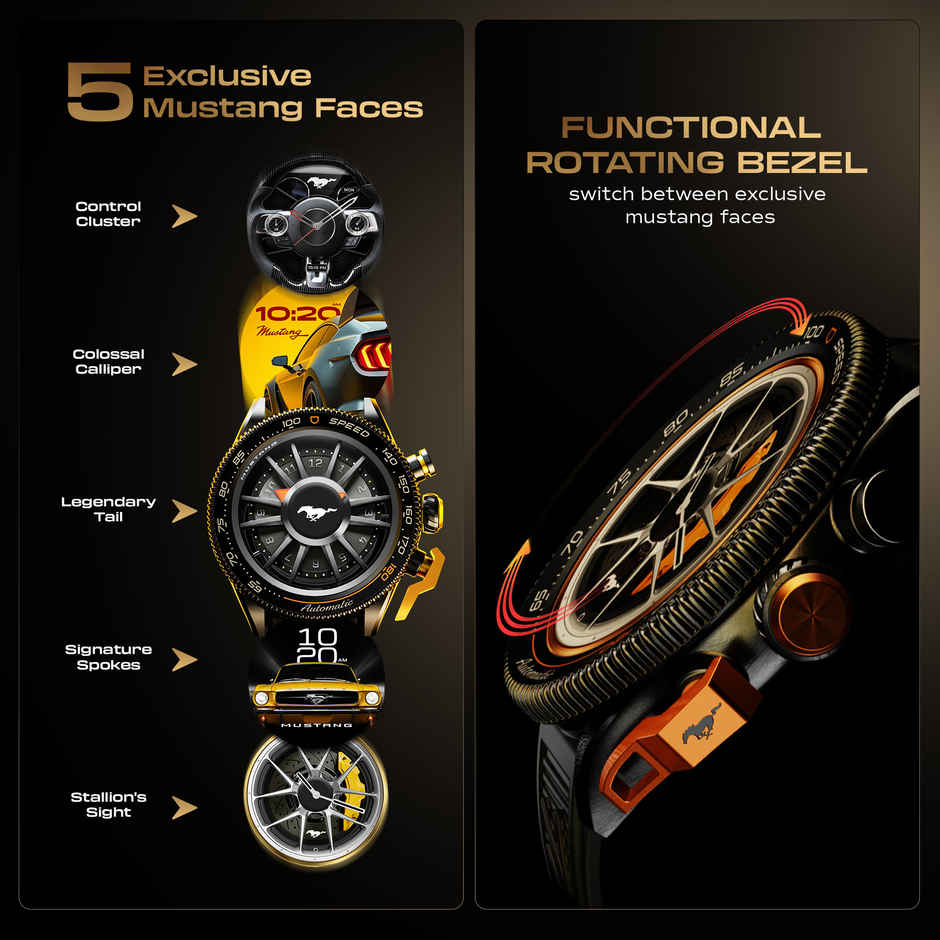 GOBOULT Mustang Stallion , Nitro Black 1.43 AMOLED Display,  Functional Rotation Ring Action Bezel