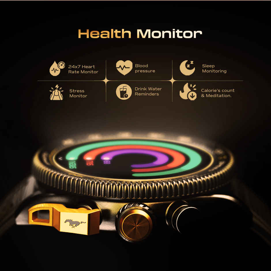 GOBOULT Mustang Stallion , Nitro Black 1.43 AMOLED Display,  Functional Rotation Ring Action Bezel