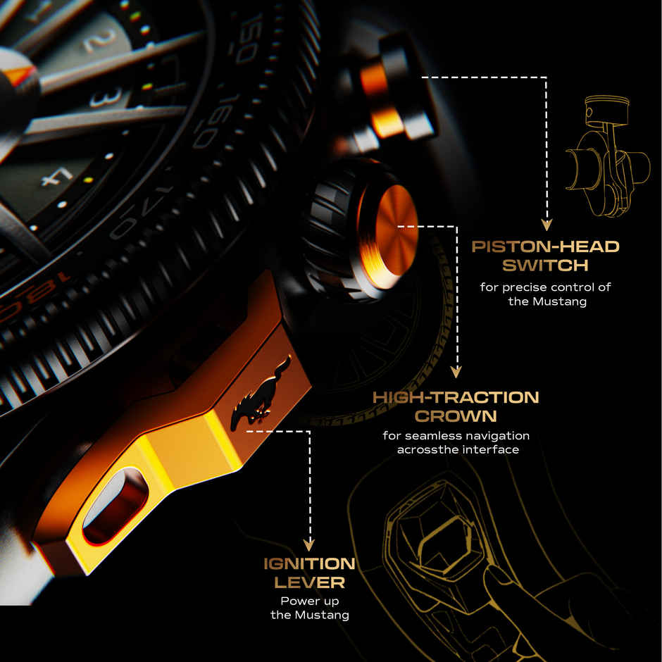 GOBOULT Mustang Stallion Turbo Orange Functional Rotation Ring Action Bezel
