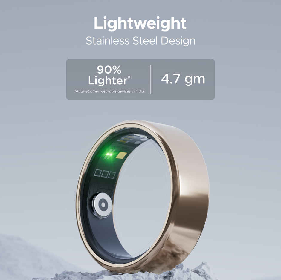 boAt SmartRing Active w/ Health Monitor, Magnetic Charging Case & Crest App (Size 9, Rose Gold)