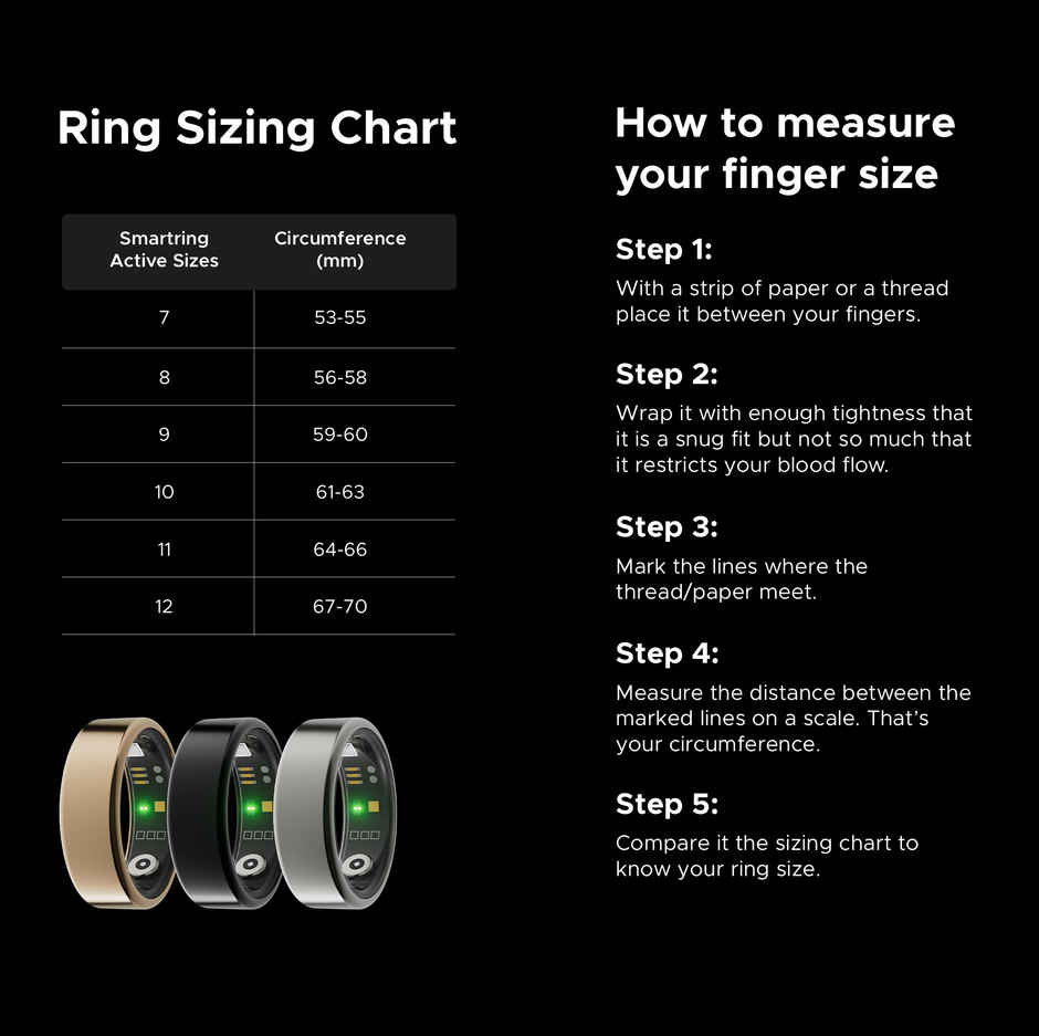 boAt SmartRing Active w/ Health Monitor, Magnetic Charging Case & Crest App (Size 11, Rose Gold)