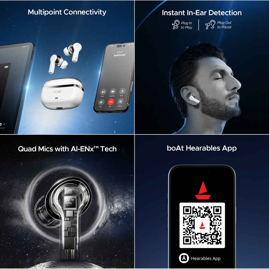 boAt Nirvana Space With 360 Spatial Audio, Anc(~32Db), 100Hrs Playback, Asap Charge