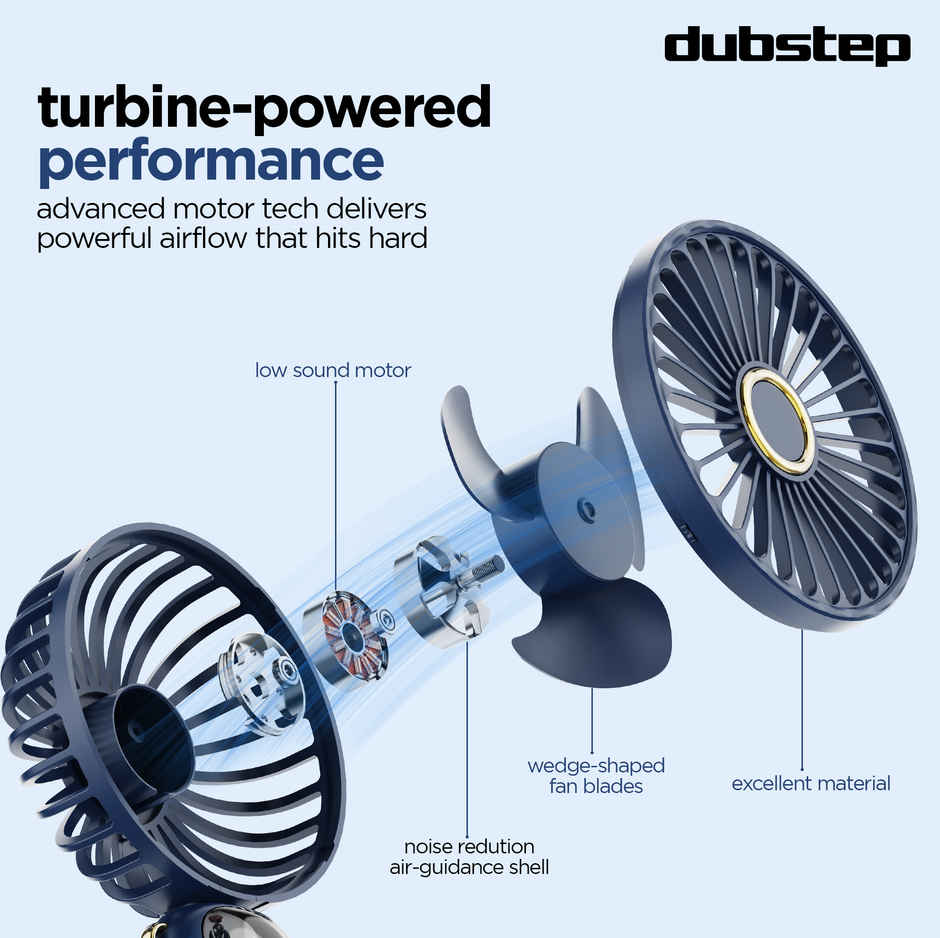 Dubstep Flo-F2 Mini Handheld USB Cooling Fan | LED Digital Display | Aroma Diffuser - Blue