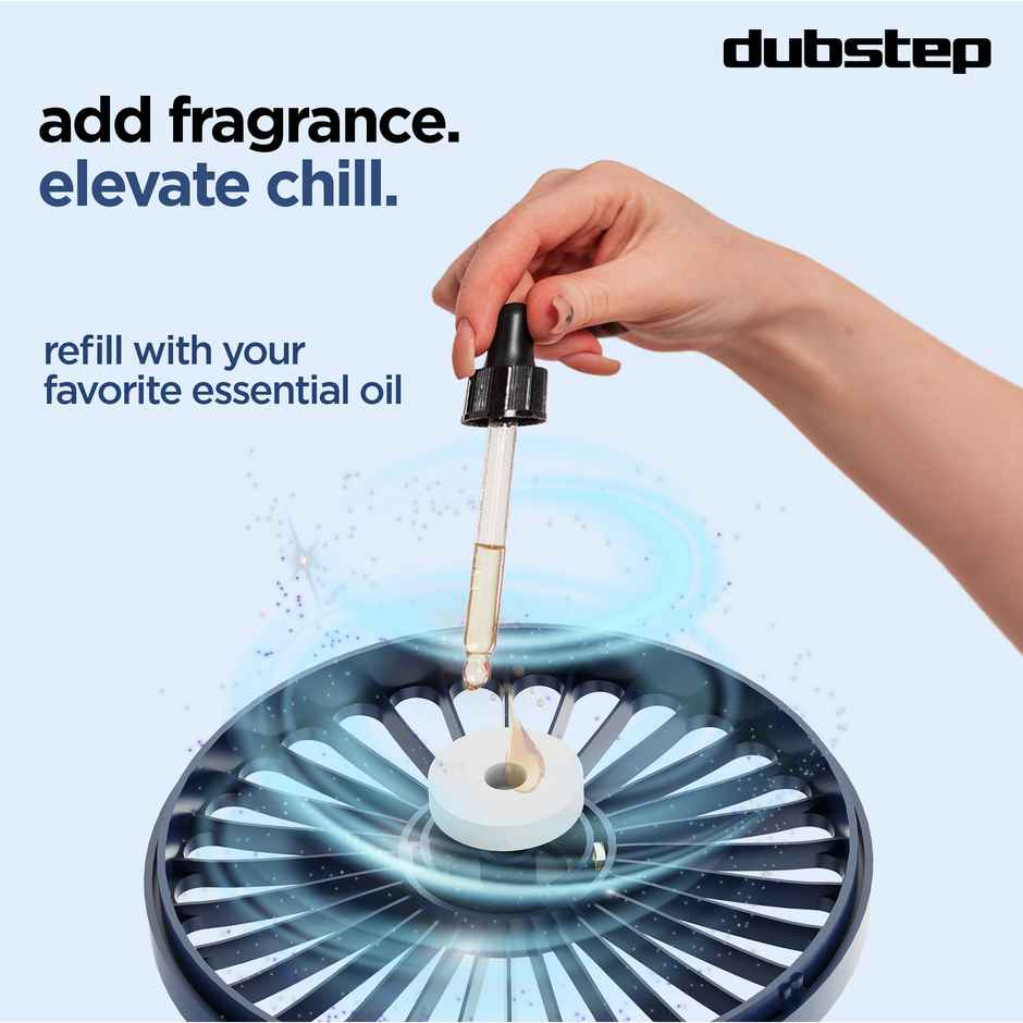 Dubstep Flo-F2 Mini Handheld USB Cooling Fan | LED Digital Display | Aroma Diffuser - Blue