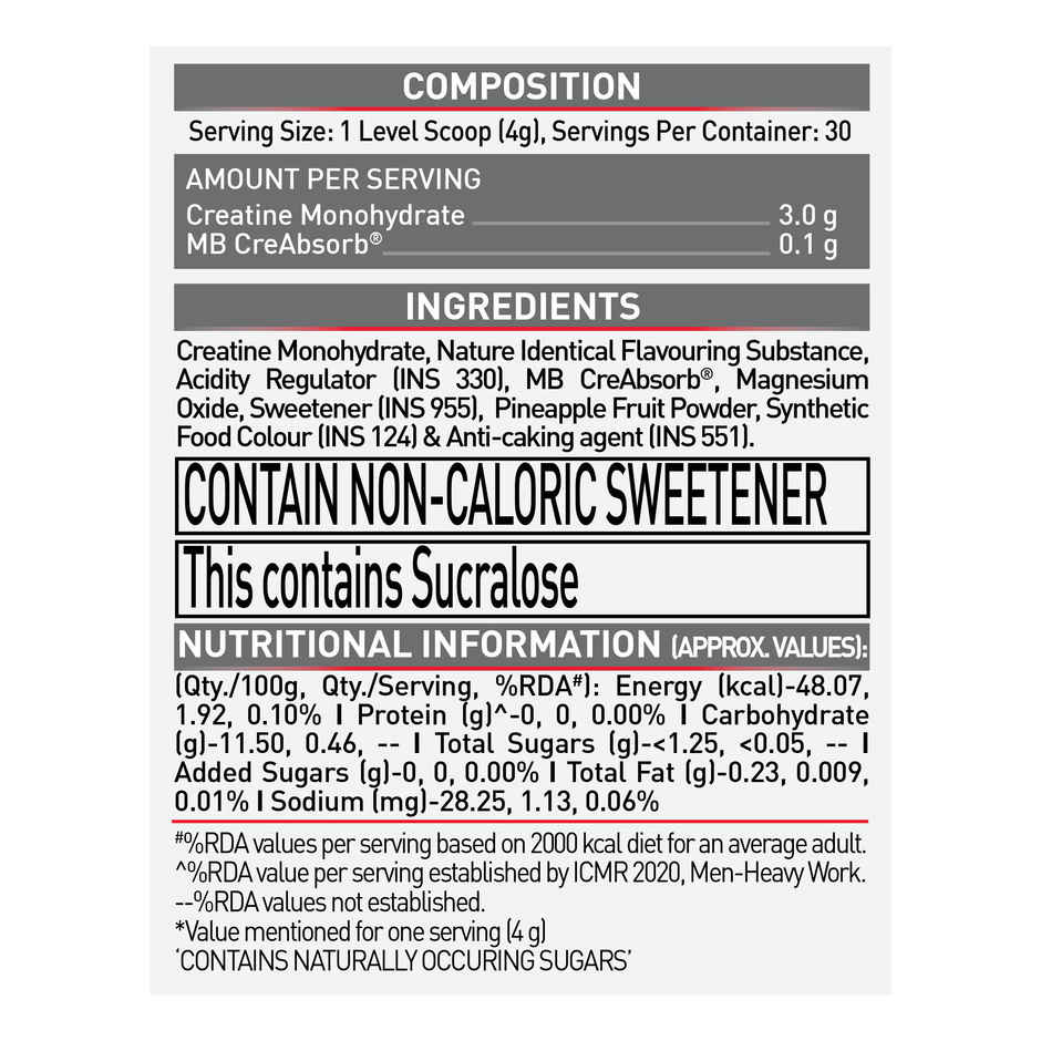 Muscleblaze Micronised Creatine Monohydrate Creamp Powder, Watermelon Kool Aid