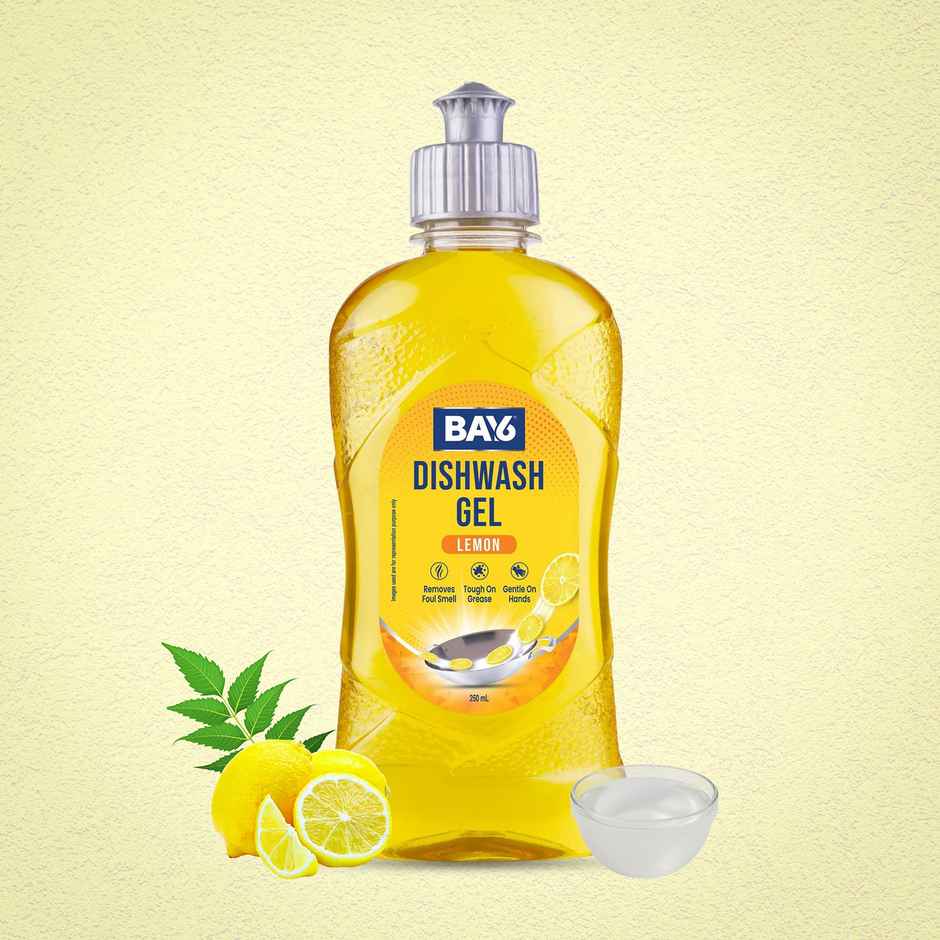 BAY6 Dishwash Gel Liquid Lemon Tough Grease & Foul Smell Removal