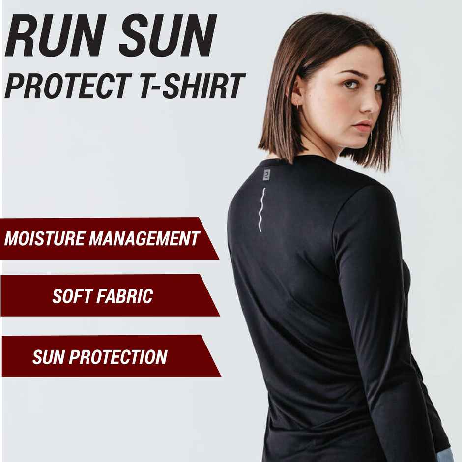 Decathlon | Kalenji WoMen's Full- Sleeve Running T-Shirt | Black - L/XL