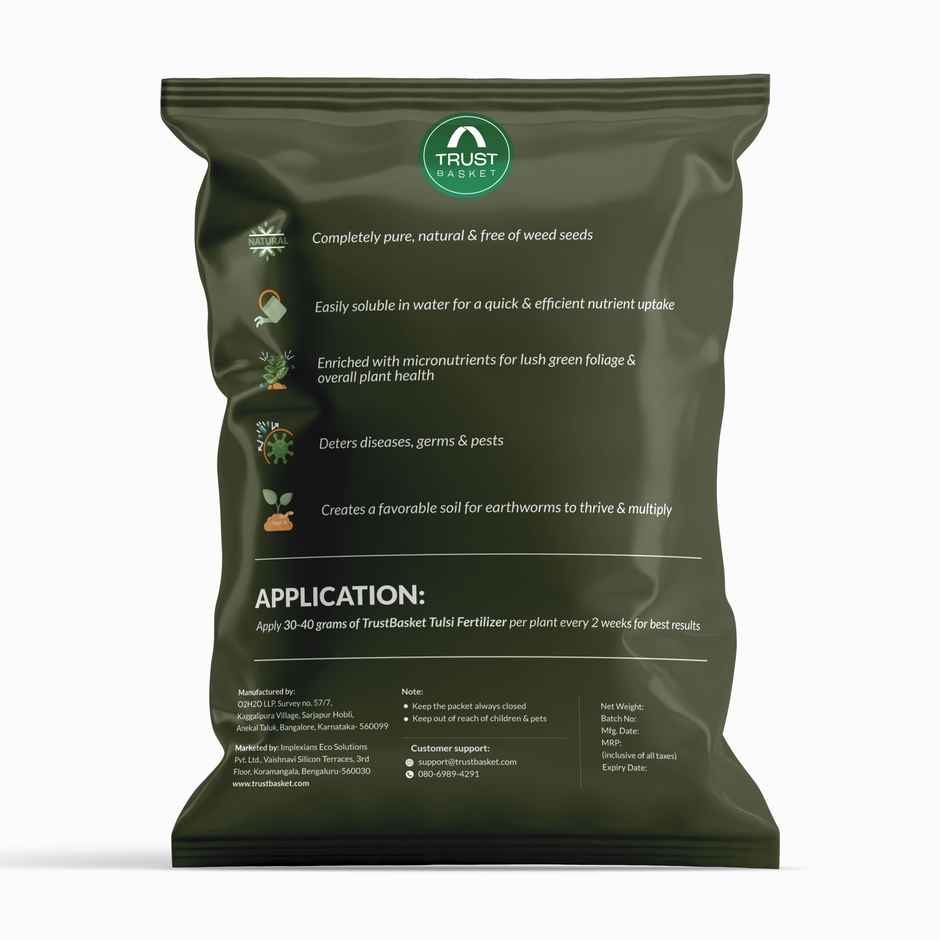 TrustBasket Tulsi Organic Fertilizer | Vegan NPK Booster for Home Garden & Pots