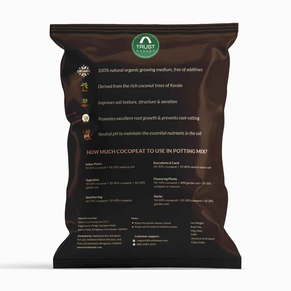 TrustBasket 1 Kg Cocopeat Powder | Organic Soil Additive for Plant Growth in Pots & Grow Bags