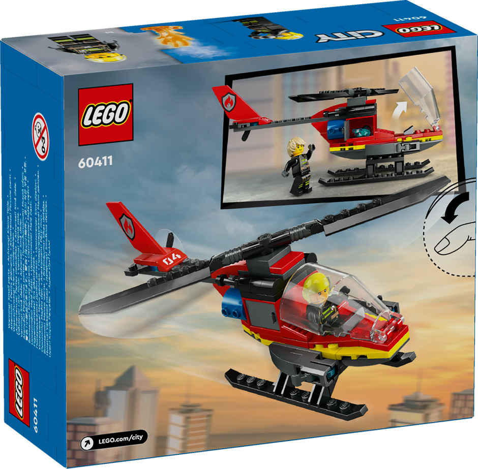 Lego City Fire Rescue Helicopter Building Set 60411 Multicolour For Kids Ages 5Y+