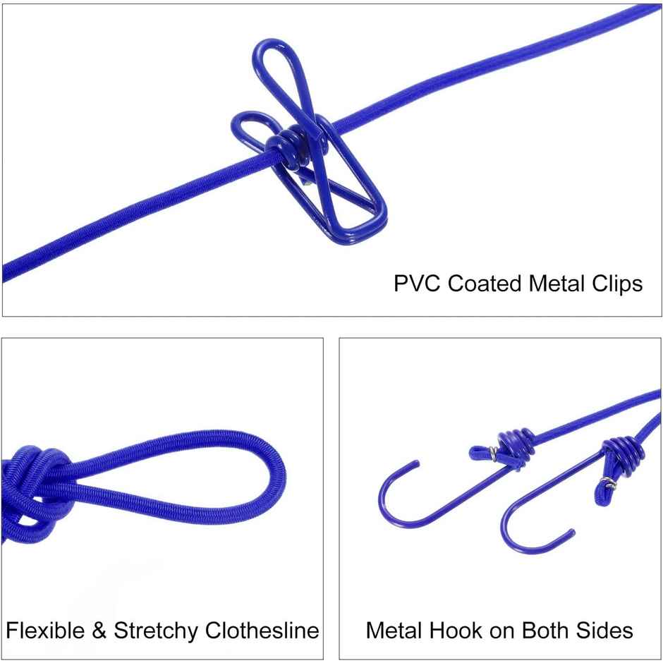 Kuber Drying Rope with Clips | Portable Cloth Line for Travel | 1.8 Meter | Multicolor