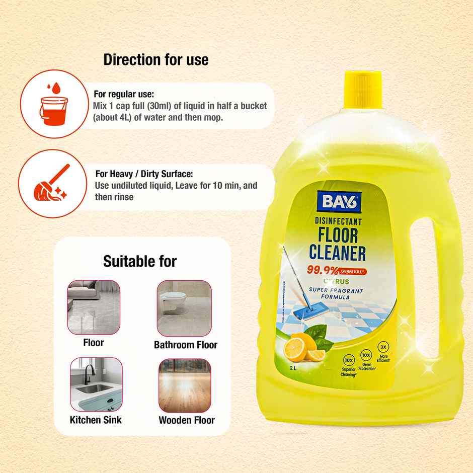 BAY6 Floor Cleaner Super Fragrant Citrus Formula