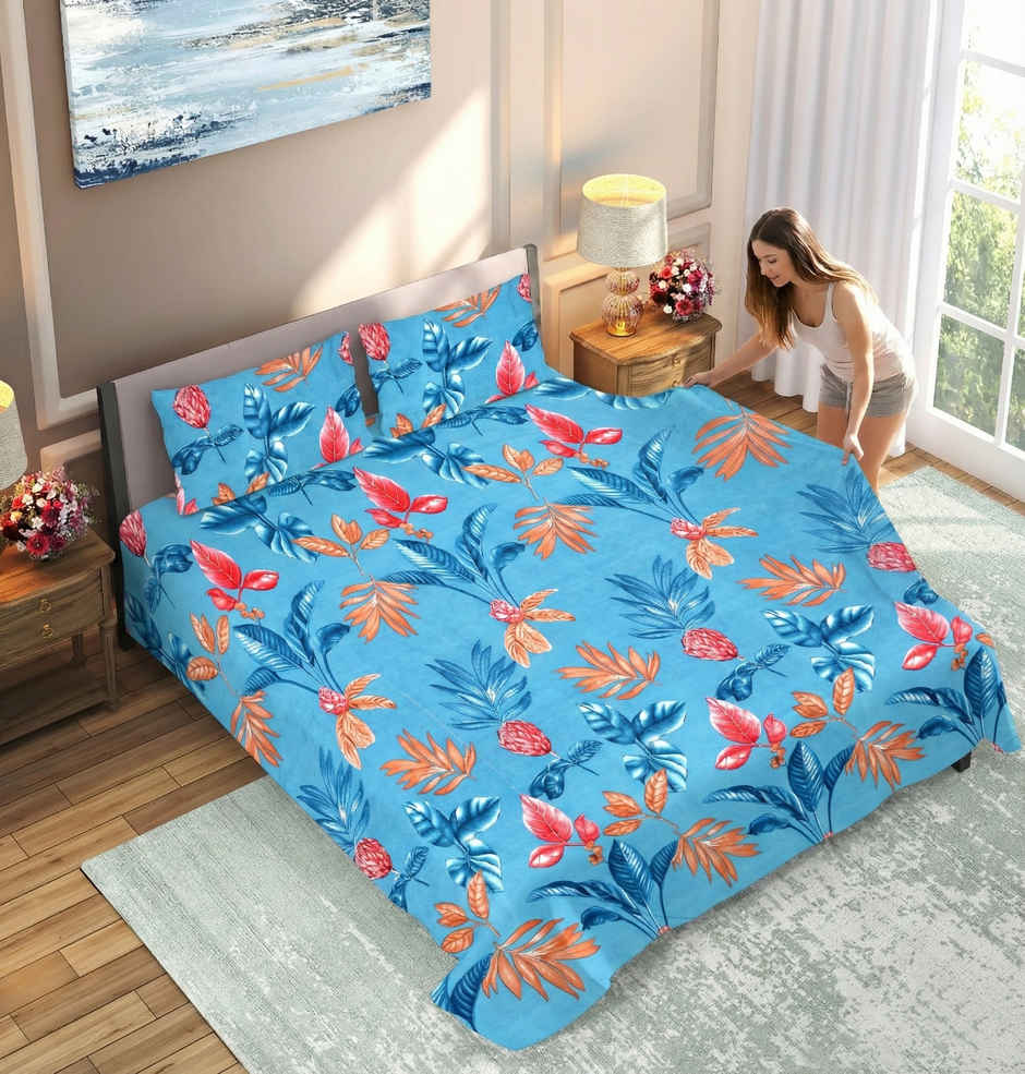 Dream Living 115 GSM Double Bedsheet Set |220 x 240 cm| With 2 Pillow Covers