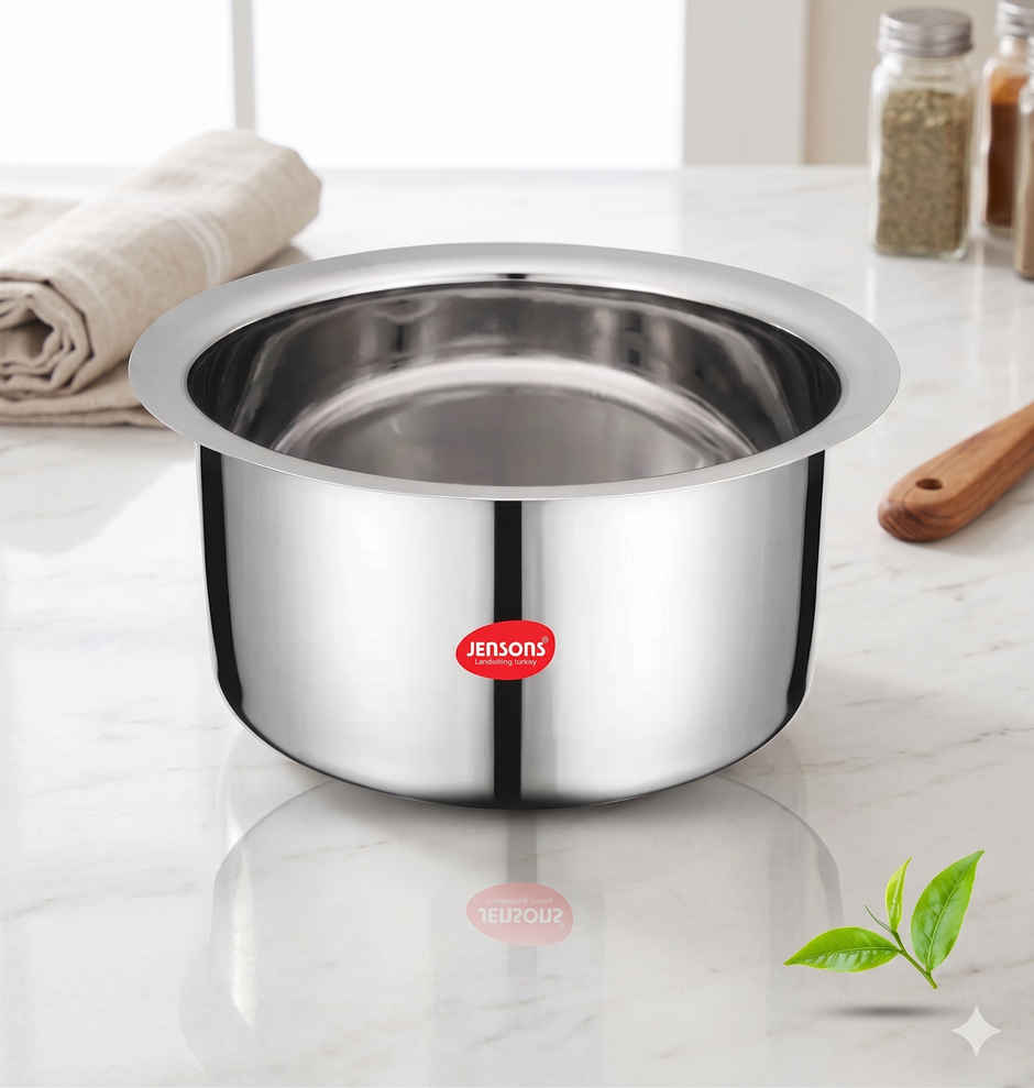 Jensons Stainless Steel Induction Patila/Tope, 16cm, 1.2L | Deep Cooking Pot with Lid