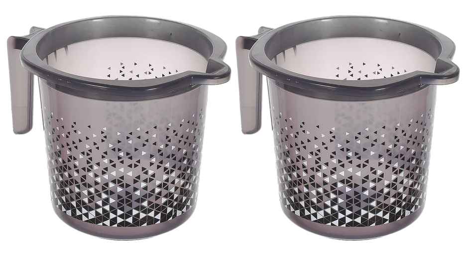 Kuber Industries Tinted Print Plastic Bathroom Mug 1.5 Litre Pack of 2 (Black)-46KM0235 |Standard