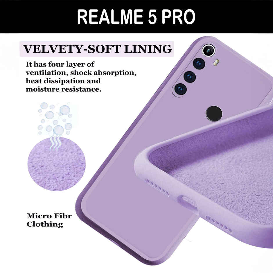 Artistque Case For Realme 5 Pro Back Cover - Plain Liquid Silicone Cover