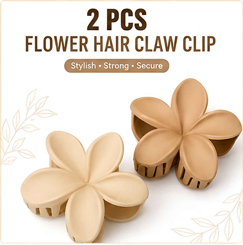 Bronson Professional 2 Pcs Hair Claw Clips Medium Matte Flower Hair Clutcher | Multicolour