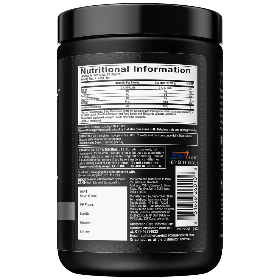 Muscletech Platinum 100% Creatine Powder - Increase Muscle Power Boost Strength