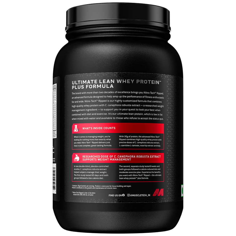 MuscleTech Nitrotech Ripped Protein Powder | Chocolate Fudge Brownie