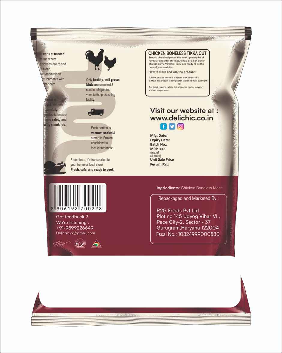 Deli Chic Chicken Boneless Cubes Freshly Frozen