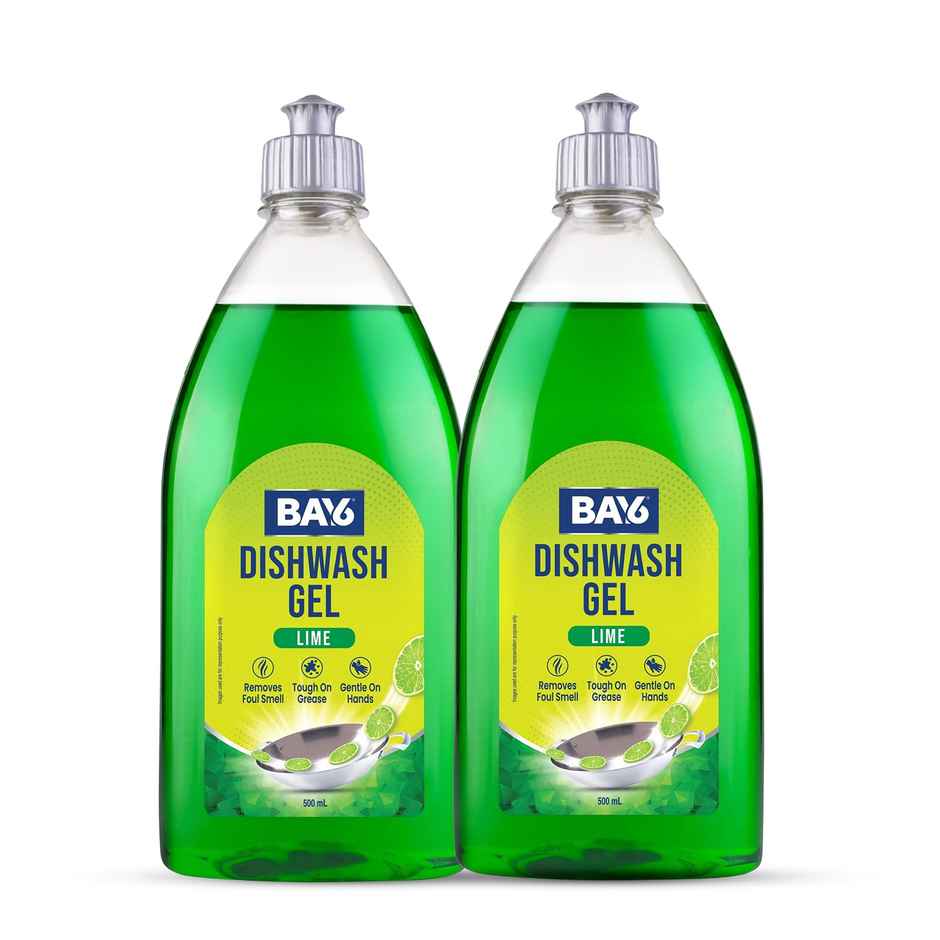 BAY6 Dishwash Gel Liquid Lime Tough Grease & Foul Smell Removal