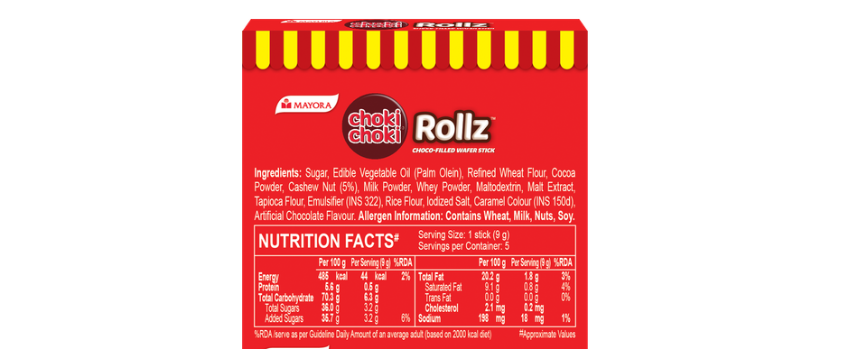Choki Choki Rollz Choco filled Wafer Stick - 1 pack (45 g)