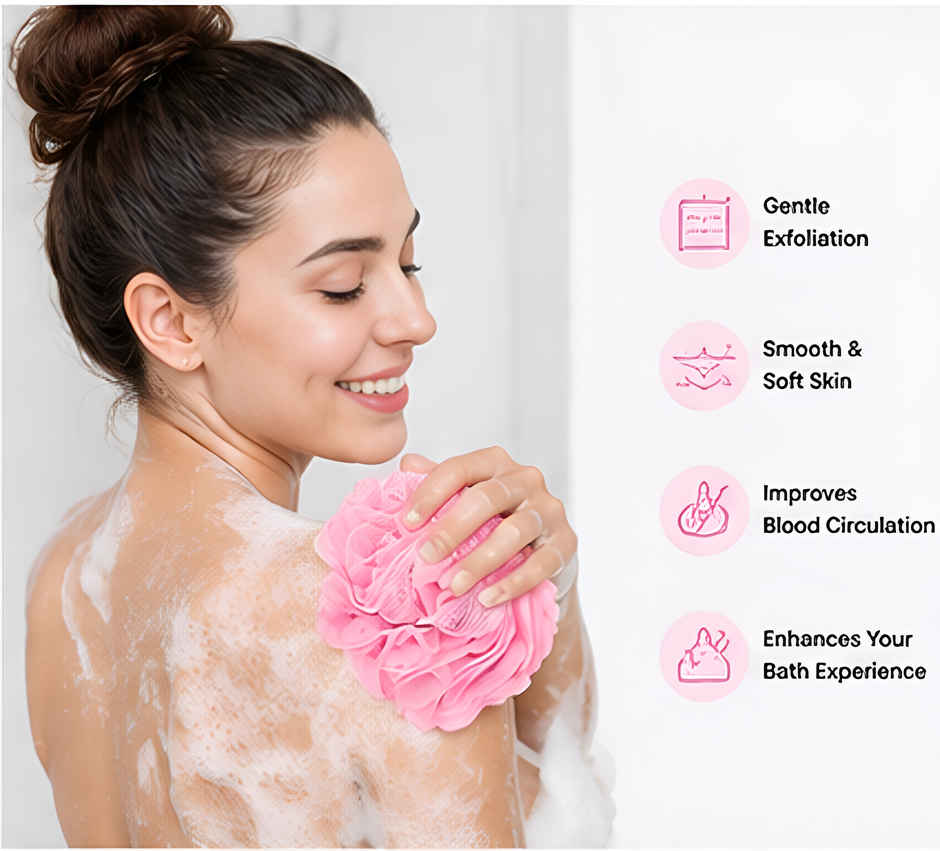 Bronson Professional Loofah For Body Scrubbing | Round Bath Sponge | Color May Vary | 2 pcs