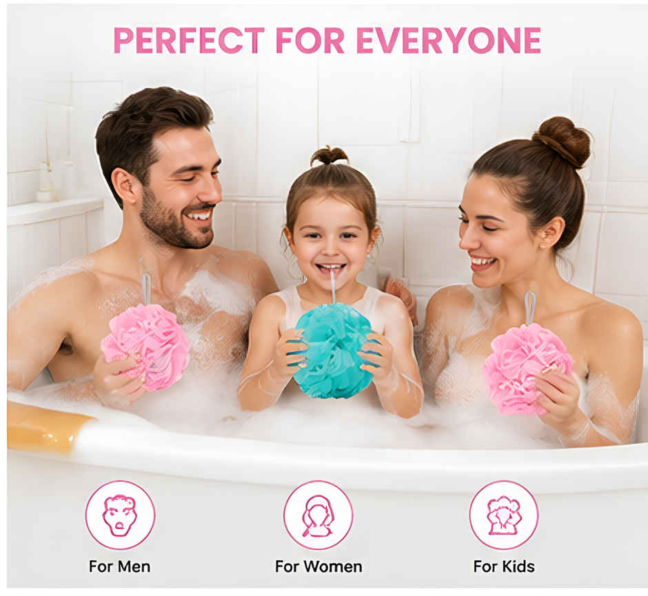 Bronson Professional Loofah For Body Scrubbing | Round Bath Sponge | Color May Vary | 2 pcs