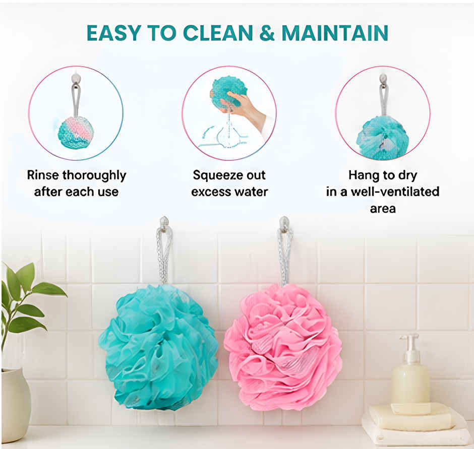 Bronson Professional Loofah For Body Scrubbing | Round Bath Sponge | Color May Vary | 2 pcs