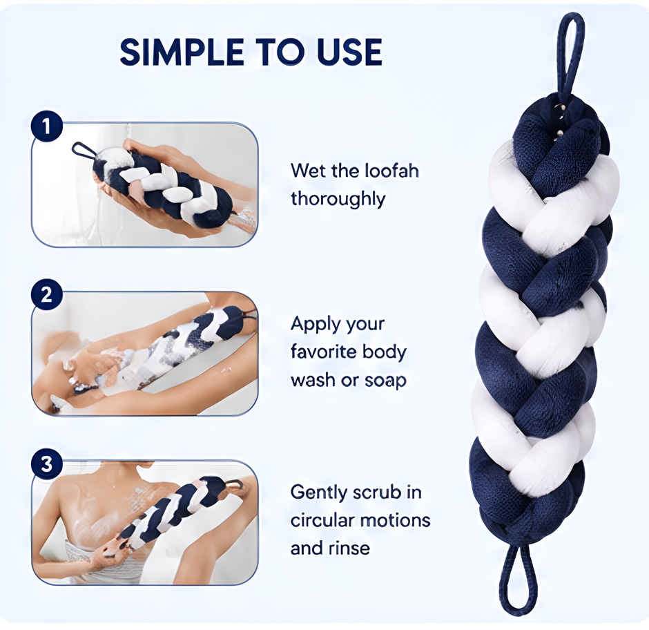 Bronson Professional Loofah Belt Back Scrubber for Bathing Body Exfoliation-Design & Color May Vary