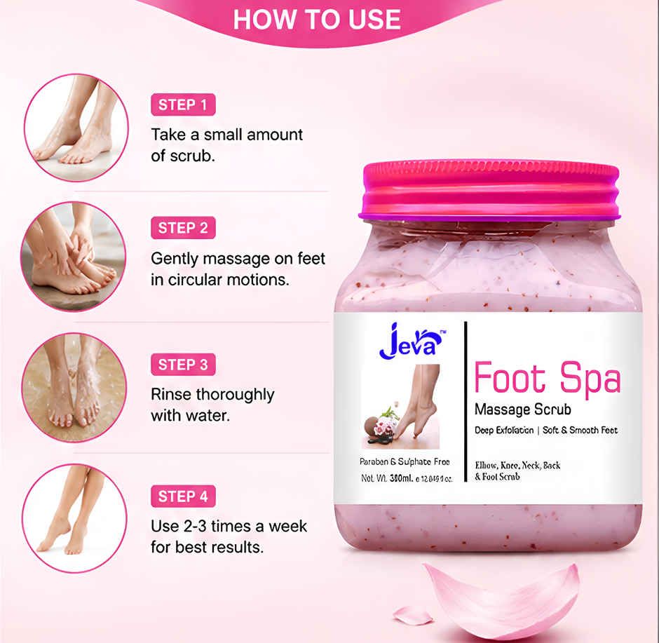 Jeva Foot Spa & Multi-Area Exfoliating Scrub | Intensive Care for Rough Skin on Feet, Knees, Neck